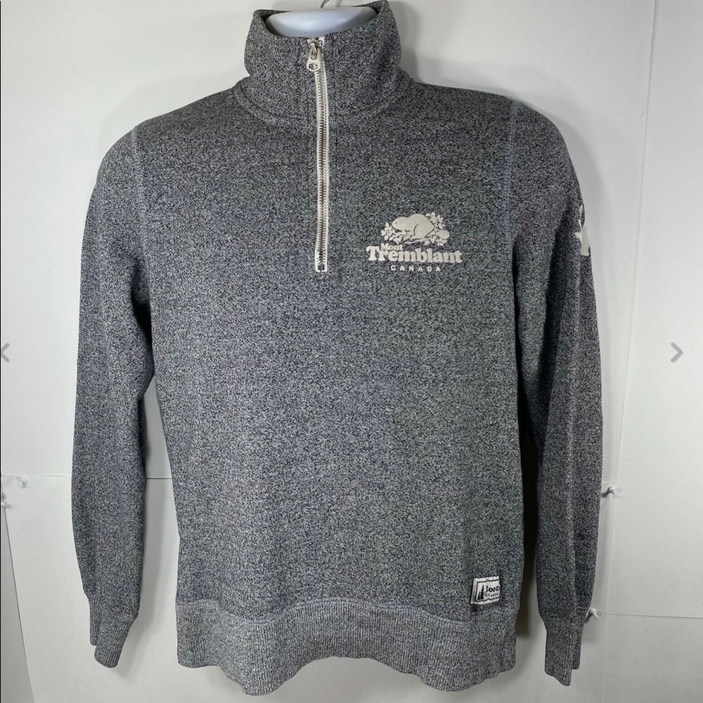 Roots Canada Women's SP 1/4 Zip Fleece Sweatshirt Mont Tremblant Maple Leaf